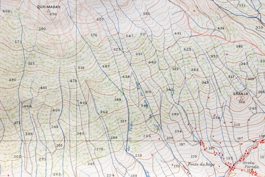 A map of the area of a mountain